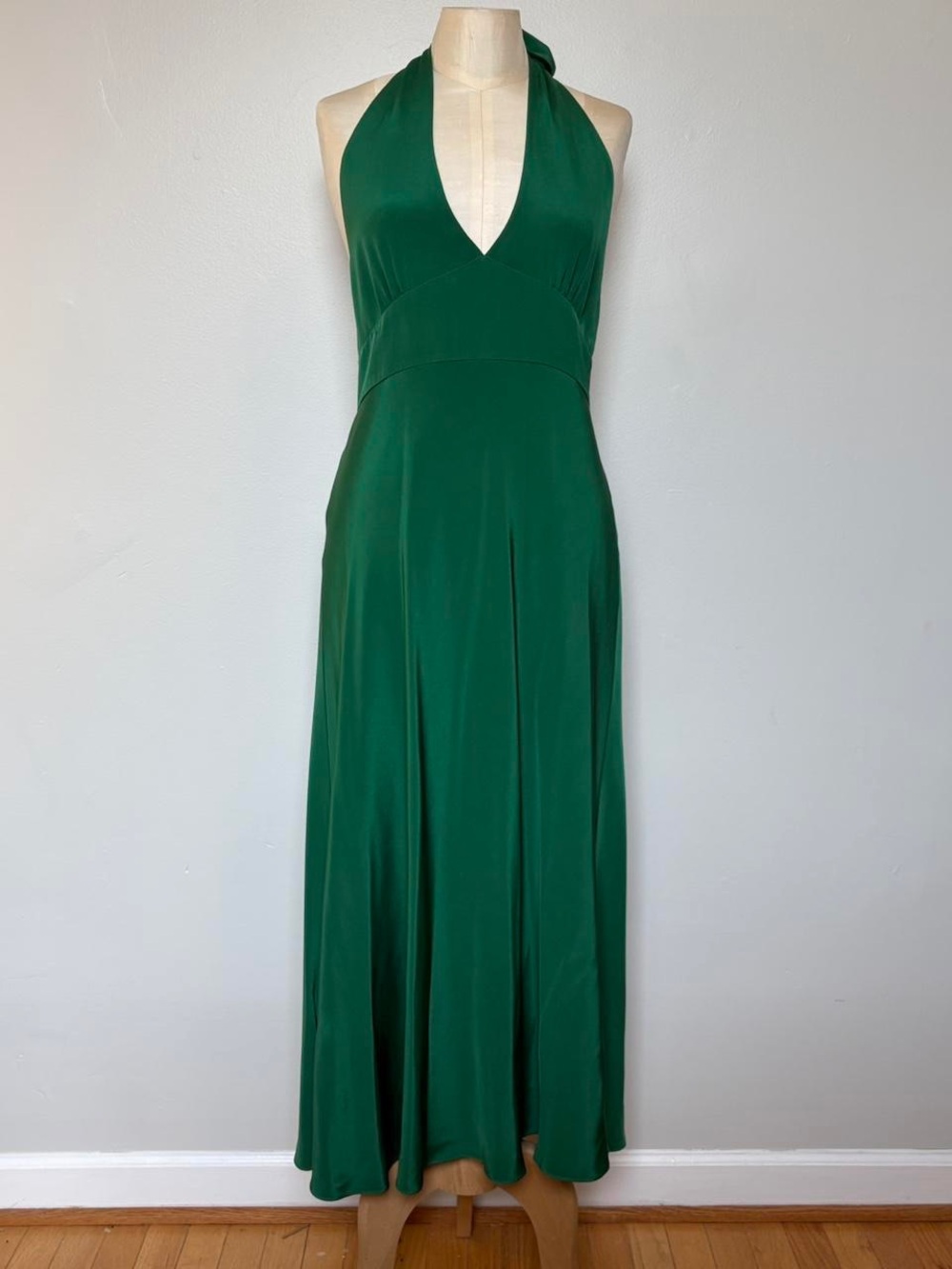Vintage J.Crew 100% Silk Green Halter Dress